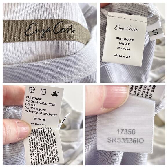 Enza Costa Women's Tie-Dye Silk Blend Long Sleeve Top NEW Size S Gray Round Neck - Picture 10 of 10